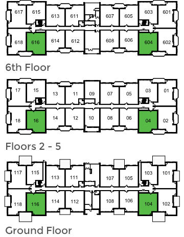 Waterloo floor locations: ground floor, floors 2 - 5 and 6th floor